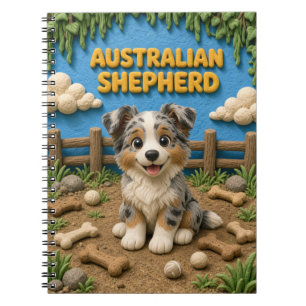 Süßer Australian Shepherd Welpe, Baby Hund Notizblock
