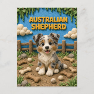 Süßer Australian Shepherd Welpe, Baby Hund Postkarte