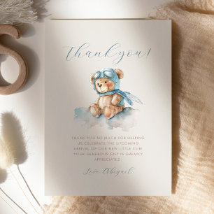 Süßer Aviator-Teddybär-Baby-Shower-Dankeskarten Einladung