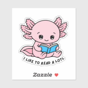 Süßer Axolotl-Buchliebhaber lustiger Pun-Sticker Aufkleber
