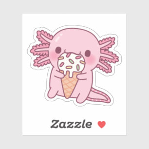 Süßer Axolotl, der Eiscreme mit Streuseln isst Aufkleber