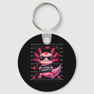 Süßer Axolotl Ich stehle Herzen Mugshot Lustiger V Schlüsselanhänger
