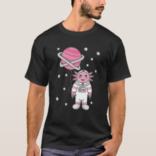 Süßer Axolotl im Weltraumanzug mit Planetenballon T-Shirt