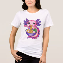 Süßer Axolotl isst Ramen Kawaii Nudelschüssel Tri-Blend Shirt