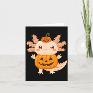 Süßer Axolotl-Kürbis-Halloween-Jack-O-Lantern-Kind Karte