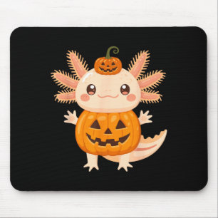 Süßer Axolotl-Kürbis-Halloween-Jack-O-Lantern-Kind Mousepad
