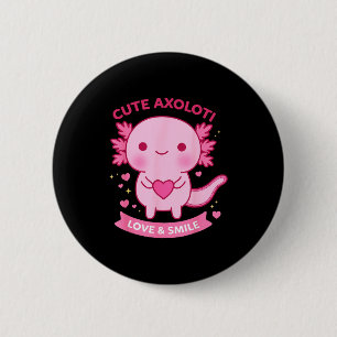 Süßer Axolotl Liebe & Lächeln Kawaii Herz Tier Button