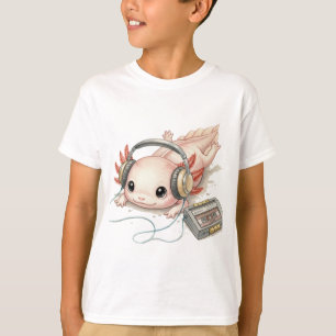 Süßer Axolotl mit Kopfhörern – Kinder T‑Shirt T-Shirt