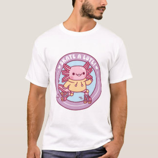 Süßer Axolotl Rollschuhfahren Skate A Lotl Lustige T-Shirt