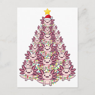 Süßer Axolotl schafft einen Weihnachtsbaum Postkarte