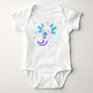 Süßer Axolotl trinkt Boba | Winter-Bubble-Tea Baby Strampler