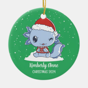 Süßer Axolotl Weihnachten Tier Schnee Winter Feier Keramik Ornament