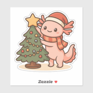 Süßer Axolotl-Weihnachtsbaum-Aufkleber Aufkleber