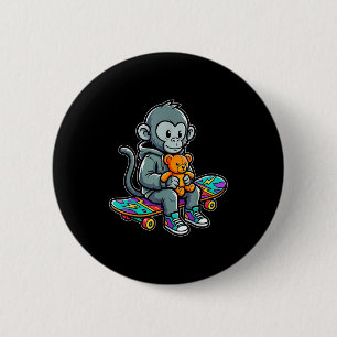 Süßer Baby-Affe schlägt Skater urban Streetwear Button