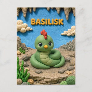 Süßer Baby-Basilisk, Mythisch Postkarte