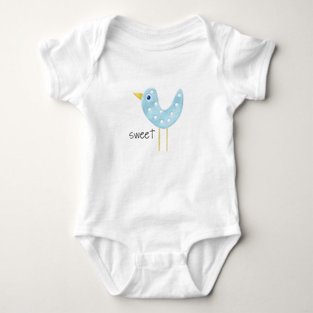 Süßer Baby-Blau-Vogel Baby Strampler (Vorderseite)
