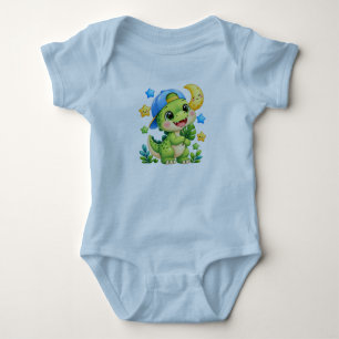 Süßer Baby-Dinosaurier Glänzender blauer Bodysuit Baby Strampler