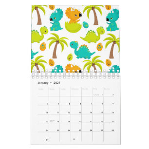 Süßer Baby-Dinosaurier Triceratops Dino-Eier Palme Kalender
