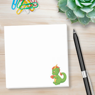 Süßer Baby-Drache hält Tasse Post-it Klebezettel