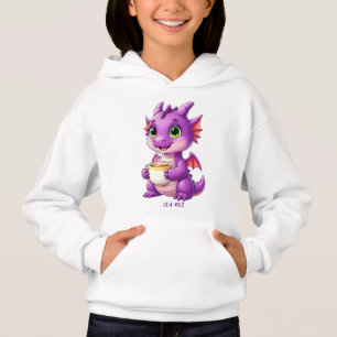 Süßer Baby-Drache hält Teetasse Kawaii Hoodie