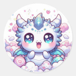 Süßer Baby-Drache Kawaii Fantasy-Aufkleber Runder Aufkleber