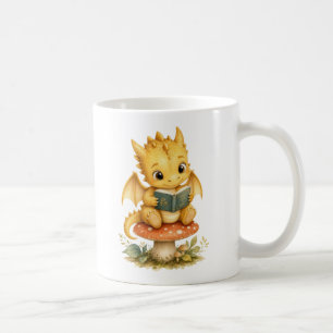Süßer Baby-Drache liest Storybook-Wasserfarben-Kun Kaffeetasse