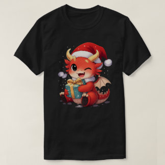 Süßer Baby-Drache mit Geschenk – Lustiges Fantasy- T-Shirt
