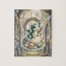 Süßer Baby-Drache schlüpft Fantasy-Puzzle