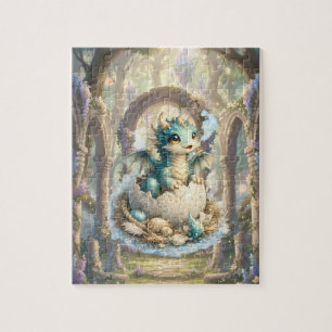 Süßer Baby-Drache schlüpft Fantasy-Puzzle