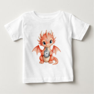 Süßer Baby-Drache Taschenuhr Wasserfarben Kunst Baby T-shirt