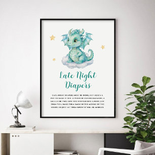 Süßer Baby-Drache Windeln für die späte Nacht  Poster