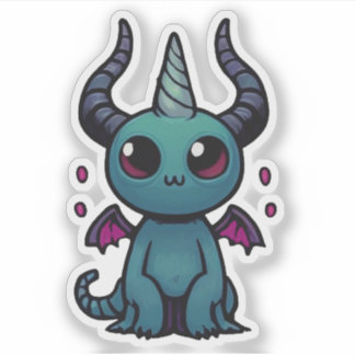 Süßer Baby-Drachen-Dämon - Kawaii Fantasy Aufkleber