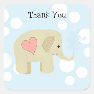 Süßer Baby-Elefant Danke Quadratischer Aufkleber
