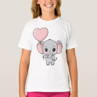 Süßer Baby-Elefant mit rosa Herzballon Kawaii