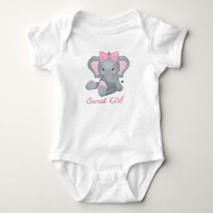 Süßer Baby-Elefant mit rosa Schleife Baby Strampler