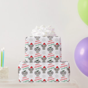 Süßer Baby-Elefant mit Weihnachtsmannmütze Weihnac Geschenkpapier