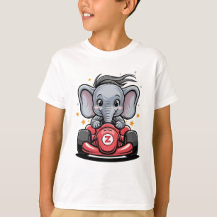 Süßer Baby-Elefant-Rennwagen-Fahrer T-Shirt