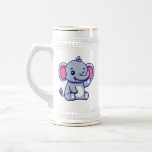 Süßer Baby-Elefant sitzt Cartoon-23800 Bierglas