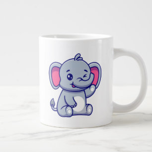 Süßer Baby-Elefant sitzt Cartoon-23800 Jumbo-Tasse