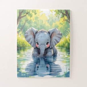 Süßer Baby-Elefant und Spiegelbild