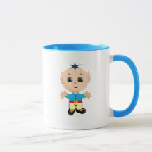 Süßer Baby-Elf-Cartoon in Blau und Gelb