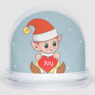 Süßer Baby-Elf in roter Schnee-Kugel gekleidet  Schneekugeln