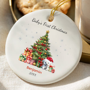 Süßer Baby-Erster-Weihnachtsbaum-Geschenke-Teddybä Keramik Ornament