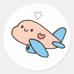 Süßer Baby-Flugzeug-Aufkleber Kawaii-Flugzeug-He Runder Aufkleber
