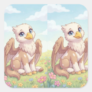 Süßer Baby-Greif-Sticker | Whimsical Fantasy Quadratischer Aufkleber