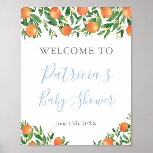 Süßer Baby-Junge Citrus-Orangen Dusche Willkommen Poster