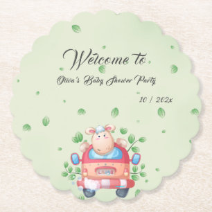 Süßer Baby-Lamm-Baby-Shower-Papieruntersetzer Untersetzer