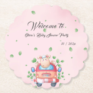 Süßer Baby-Lamm-Baby-Shower-Papieruntersetzer Untersetzer