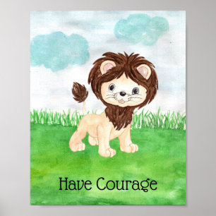 Süßer Baby Löwe Habe Mut Zitat Kinderzimmer Poster