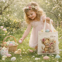 Süßer Baby-Löwe mit Blumen – Kinder-Oster-Tasche